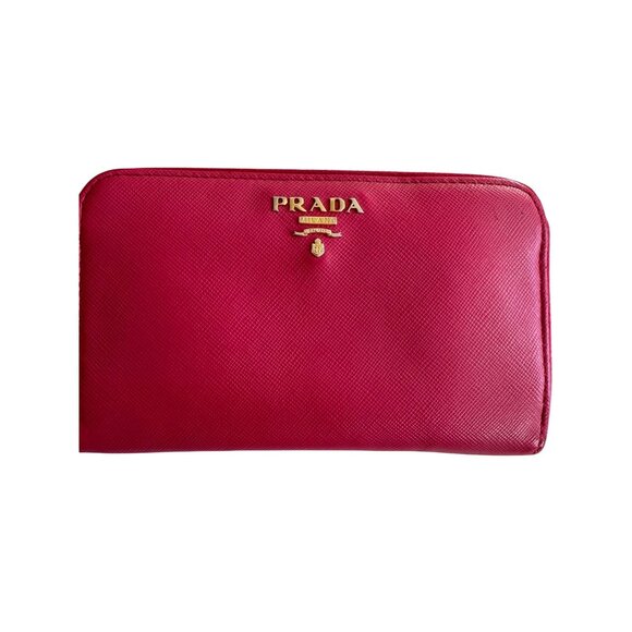 PRADA Peonia Saffiano Logo Long Zip Clutch Wallet - Picture 3 of 9